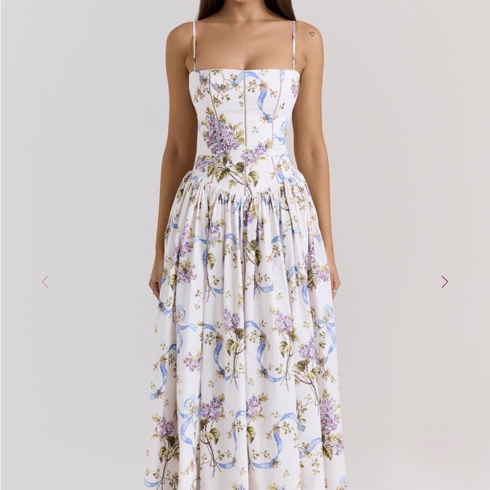 House of CB Floral White Midi Dress